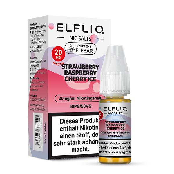 Elfbar Elfliq 10ml - Strawberry Raspberry Cherry Ice 20mg