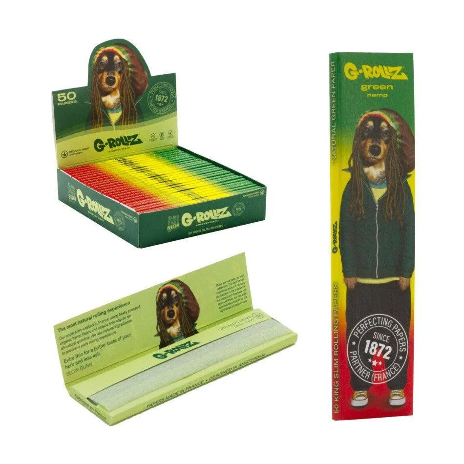 G-Rollz - Pets Rock 'Reggae' - Green Organic Hemp Slim Papers