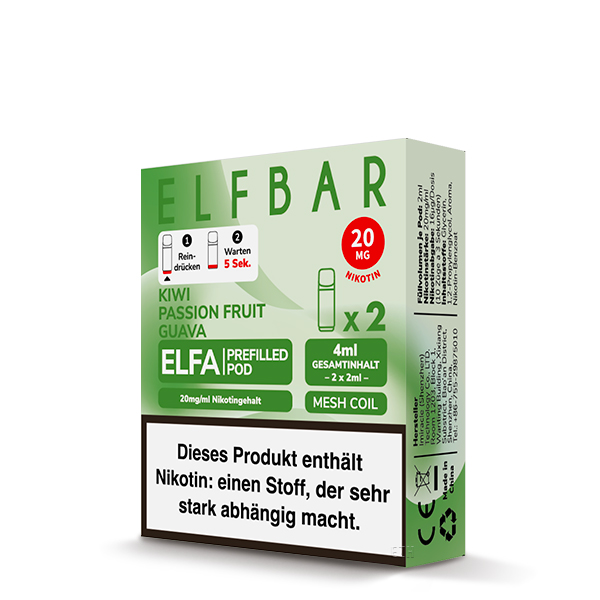 Elfbar - Elfa Prefilled Pod 2x2ml - Kiwi Passion Fruit Guava