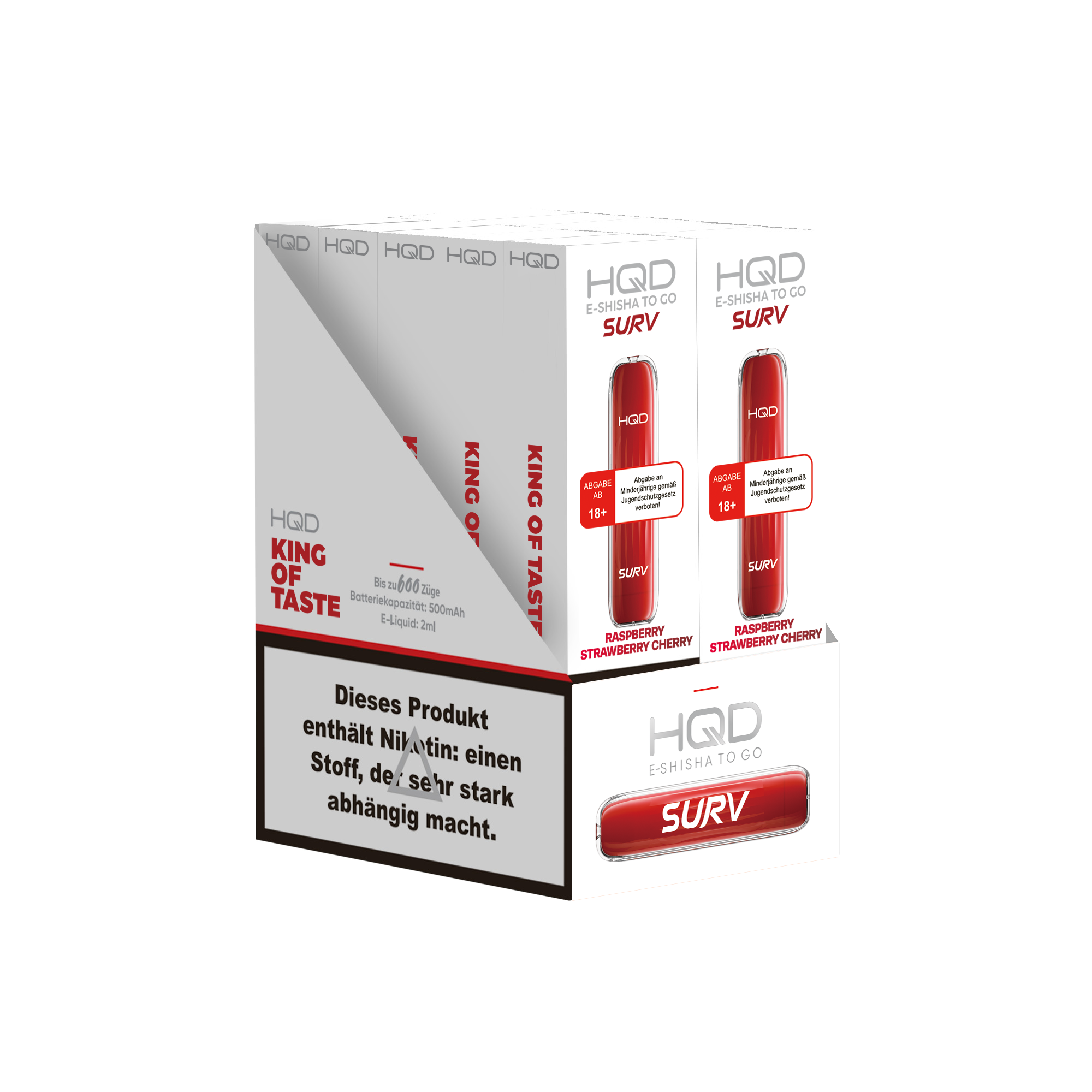 HQD Surv - E-Shisha - 600 Züge - Raspberry Strawberry Cherry