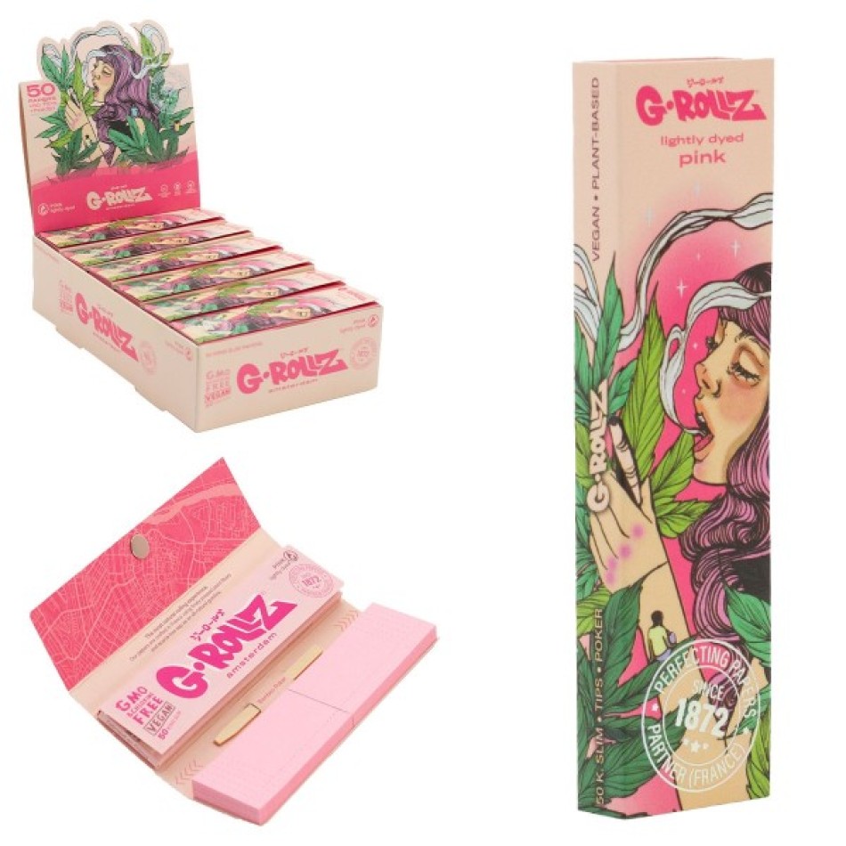 G-Rollz - "Mushroom Lady" Pink KS Slim Papers + Tips