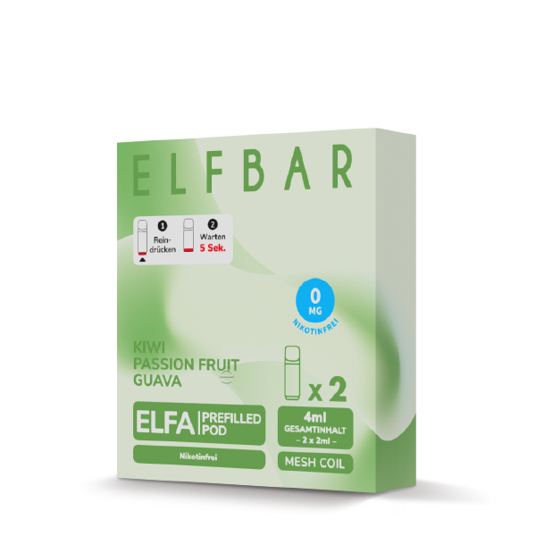 Elfbar - Elfa Prefilled Pod 2x2ml -  Kiwi Passion Fruit Guava Nikotinfrei