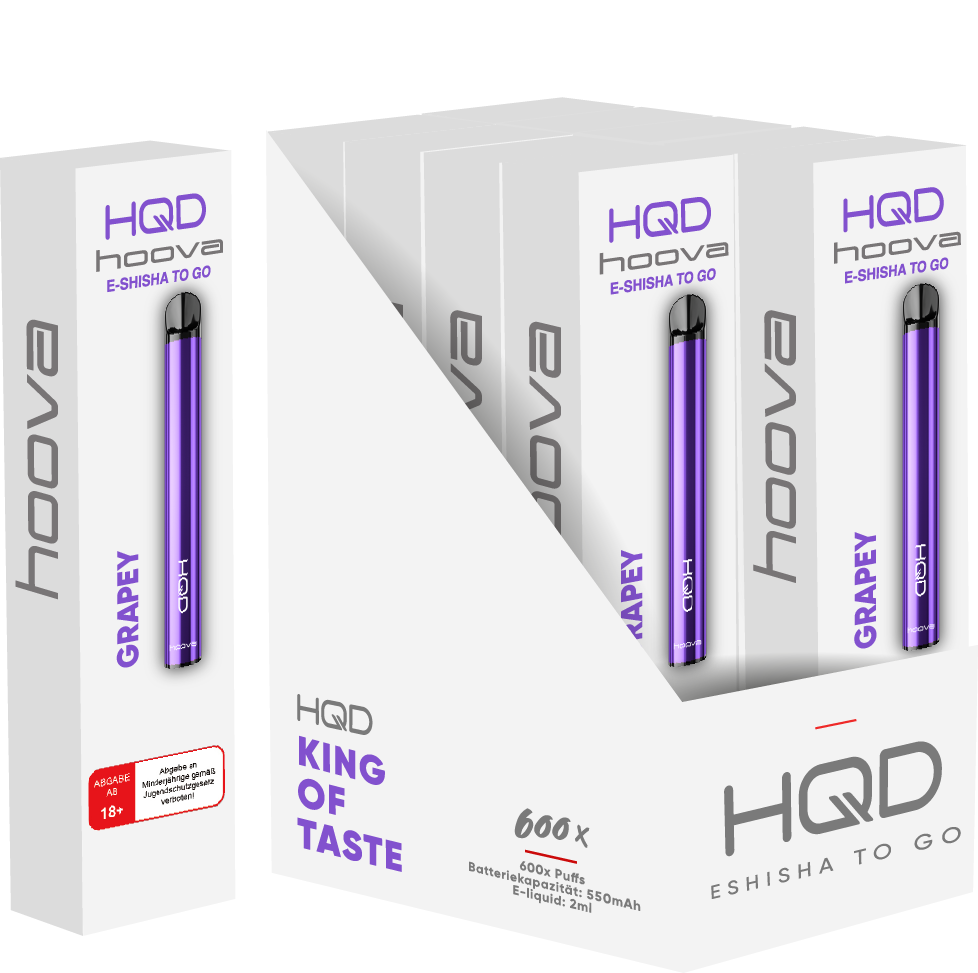 HQD Hoova - E-Shisha - 600 Züge - Grapey