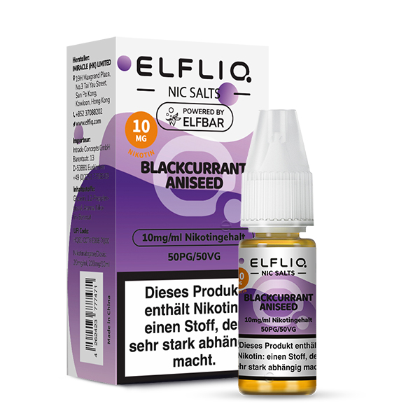 Elfbar Elfliq 10ml - Blackcurrant Aniseed 10mg